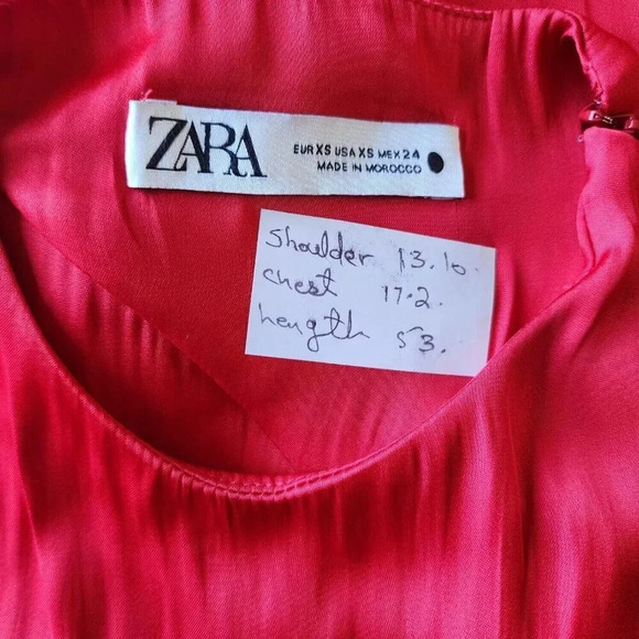 Zara 100% Polyester Maxi Dress Women Size XS Red V-Neck Sleeveless Zip - Picture 6 of 11